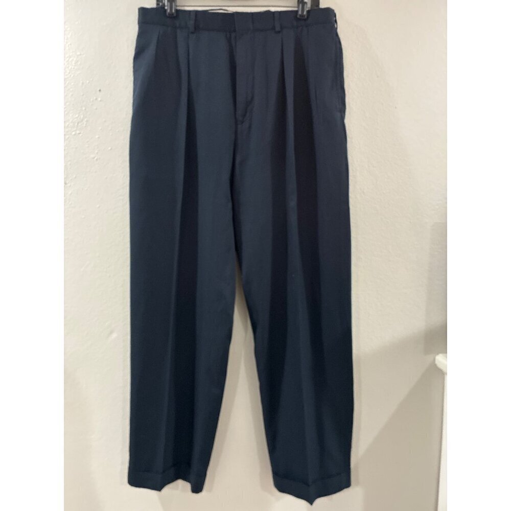 VTG Polo Ralph Lauren Pants Mens 36x30 navy Blue careerStraight Pleated Trouser